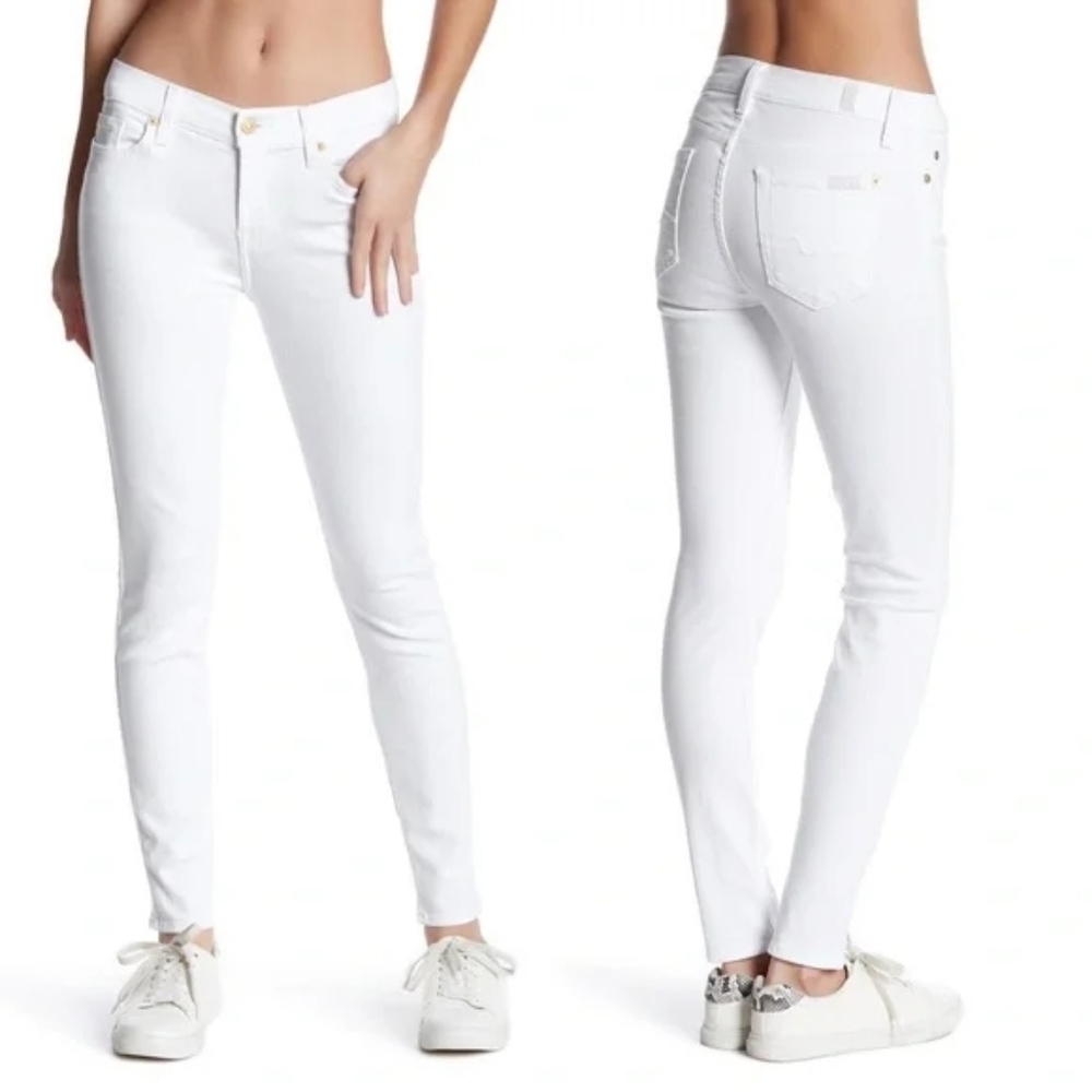 7 For All Mankind White Jeans Gwenevere Skinny Ankle